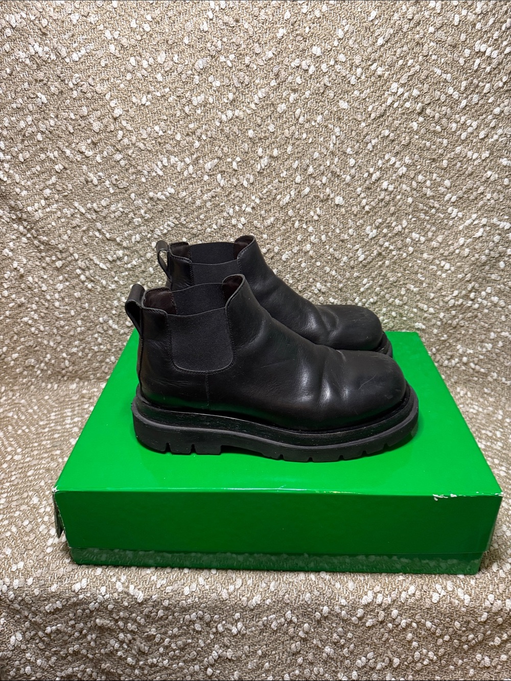 Bottega Veneta Black Leather Lug Boots